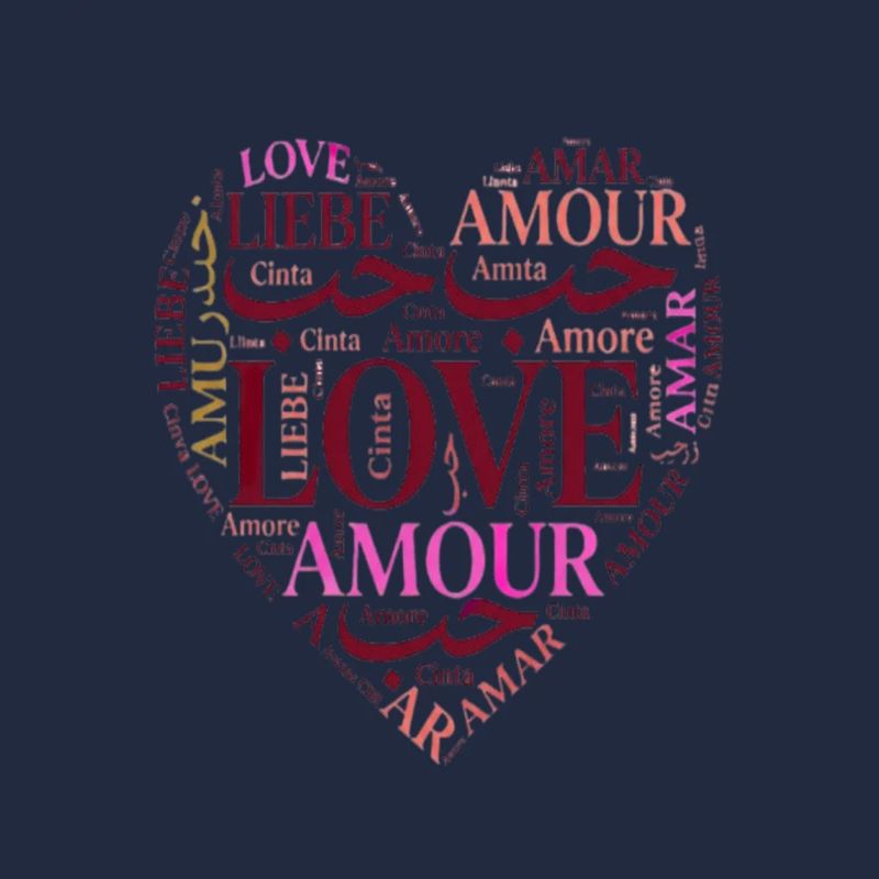 Love in Multiple Languages Heart – Romantic Design