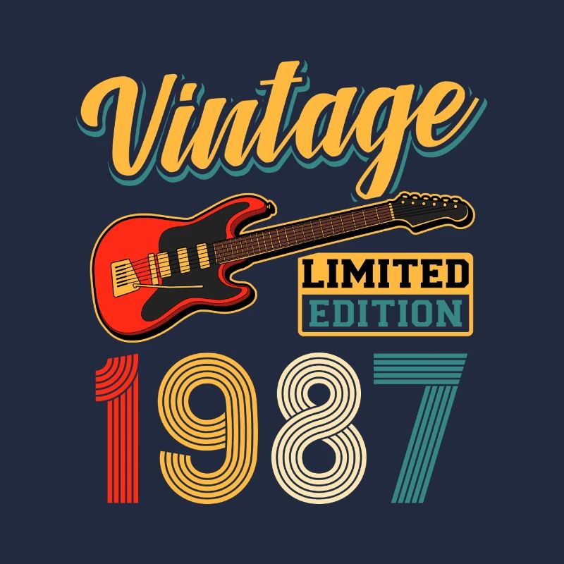 Vintage 1987 Guitare Édition Limitée Design du Tee