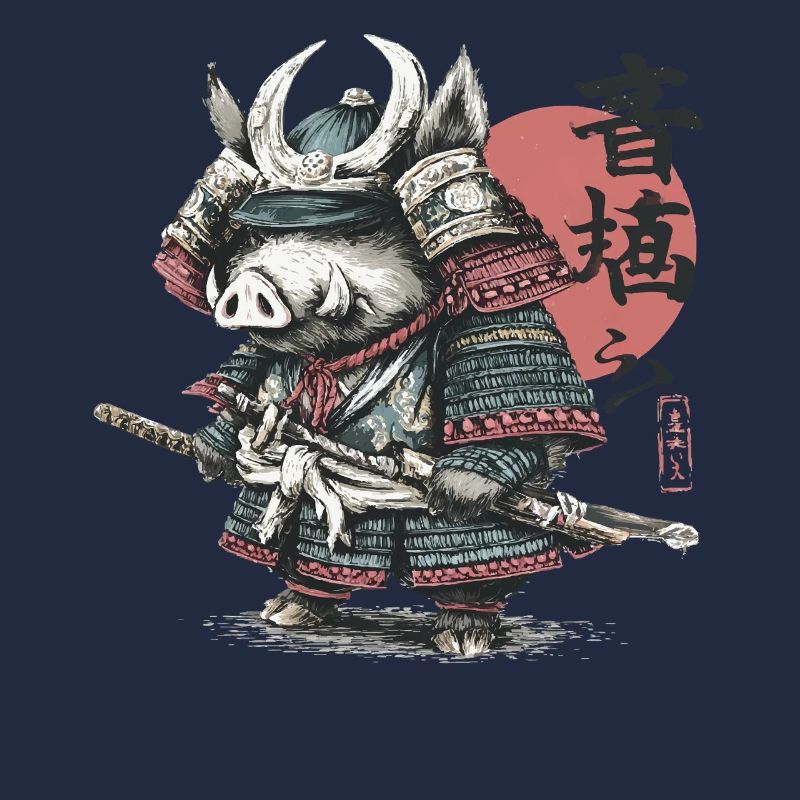 Wildschwein-Samurai in Rüstungskatana