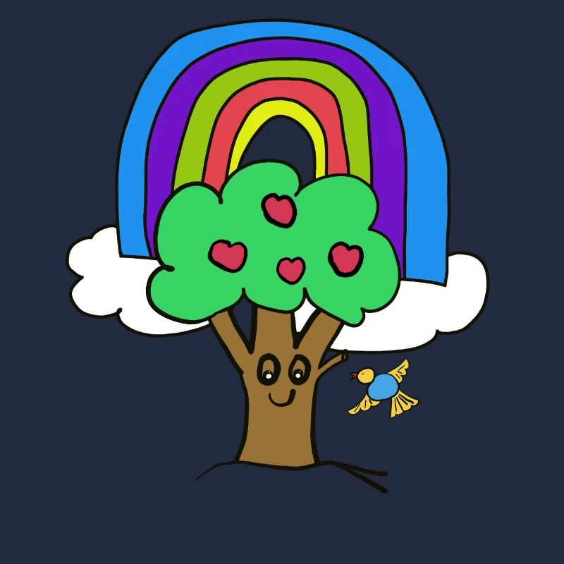 Regenbogen Apfelbaum Vogel Kinder