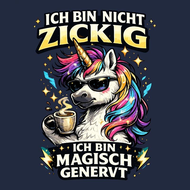 magisch genervtes Einhorn mit Kaffee Sarkasmus
