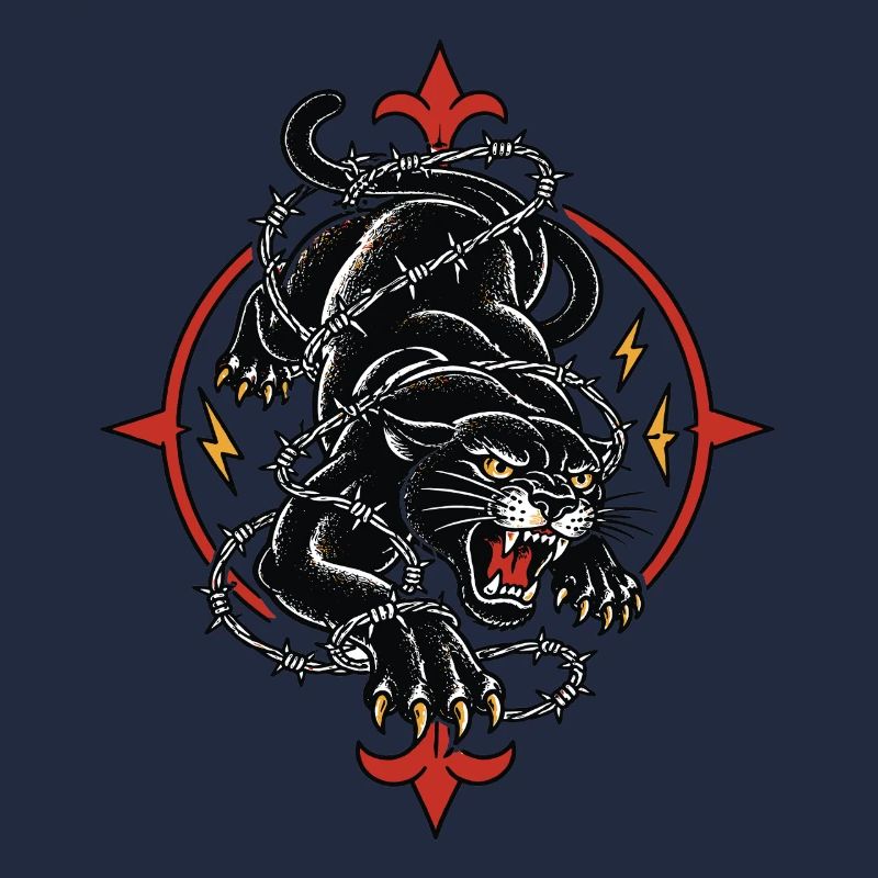 Panthère noire tattoo barbelés agressive