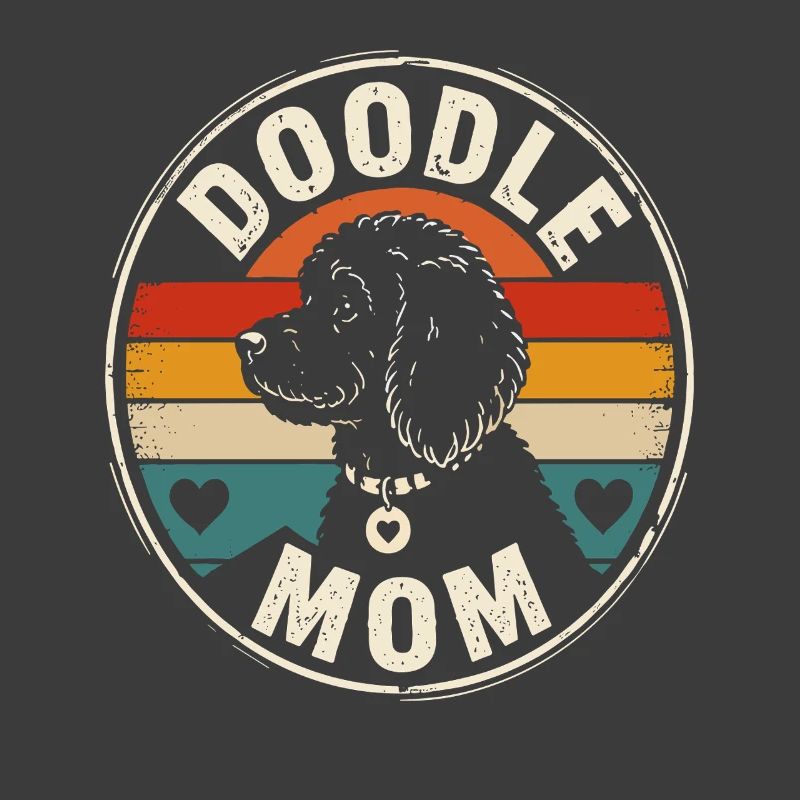 Badge rétro de chien Doodle Mom