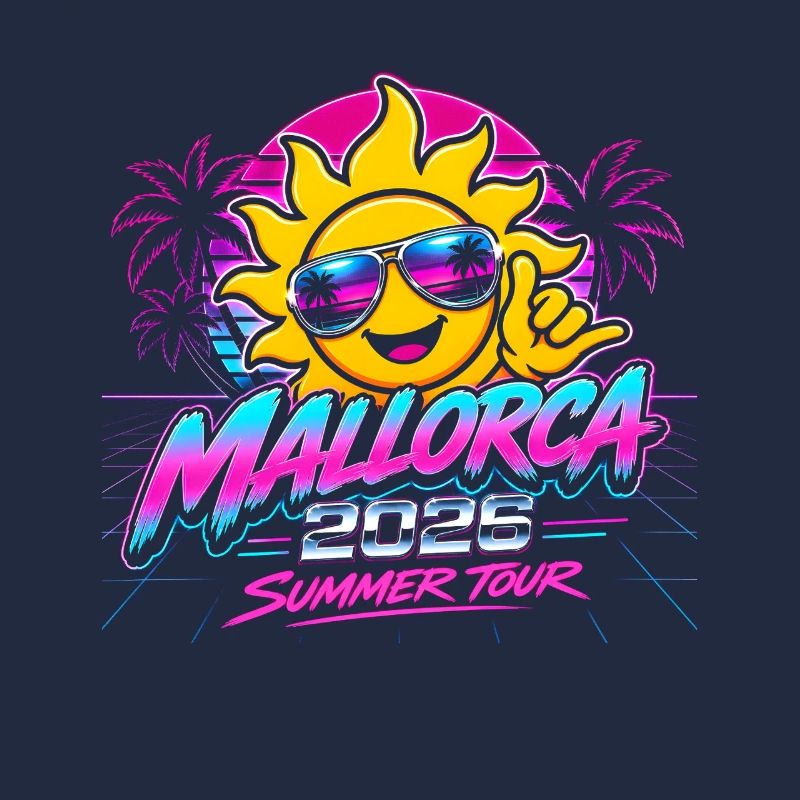 Mallorca Retro Neon Sun Picture