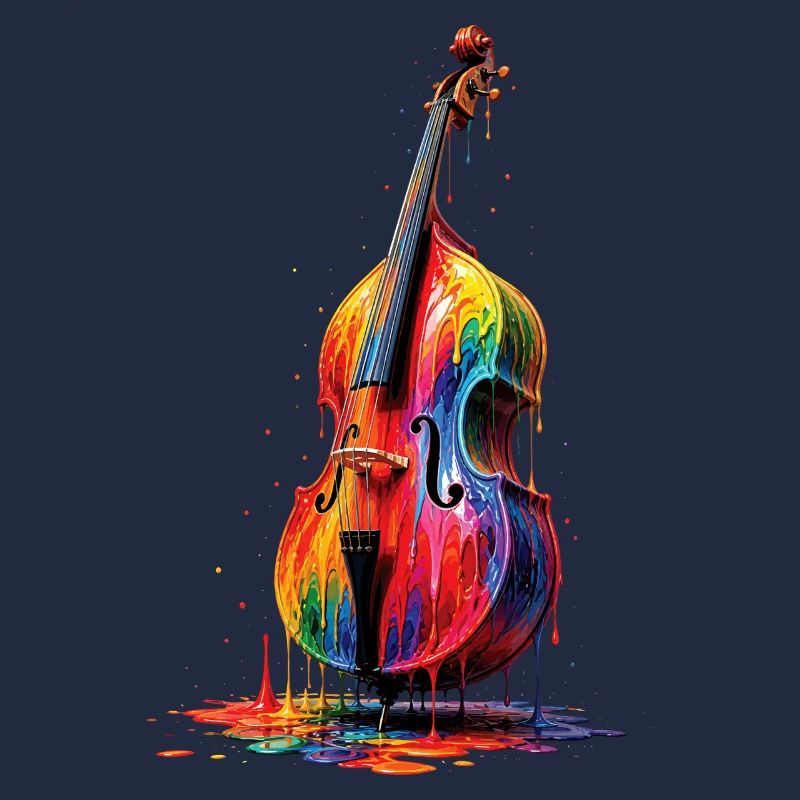 Double bass with dripping paint