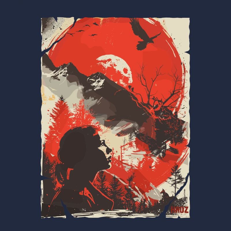 Red Moon Wilderness Silhouette