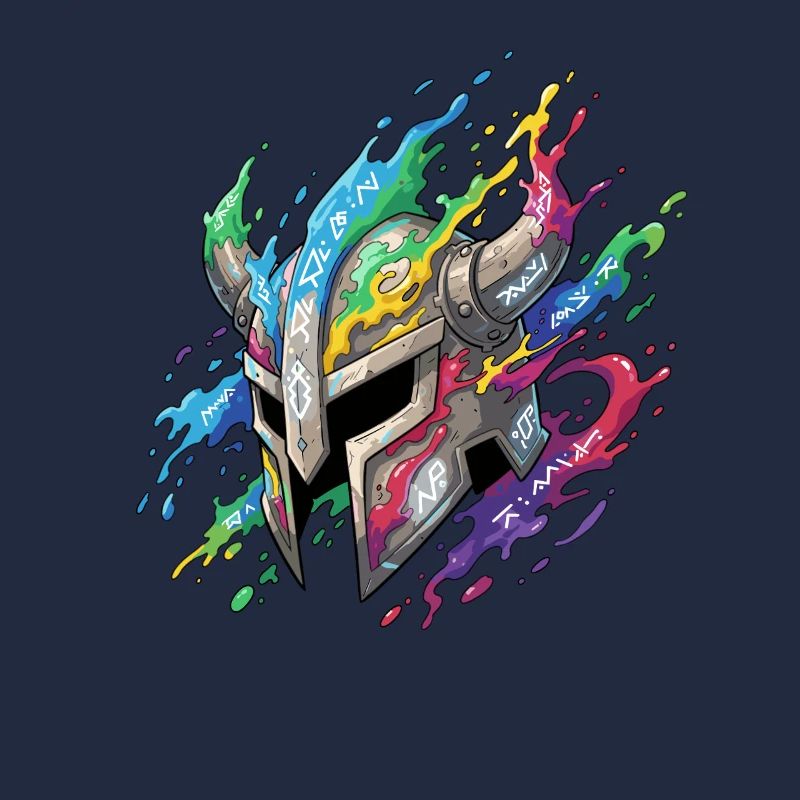 Runenhelm im Regenbogenfeuer