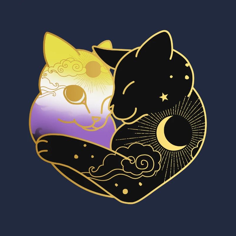 Nonbinary Cat Celestial Heart LGBT Pride Flag