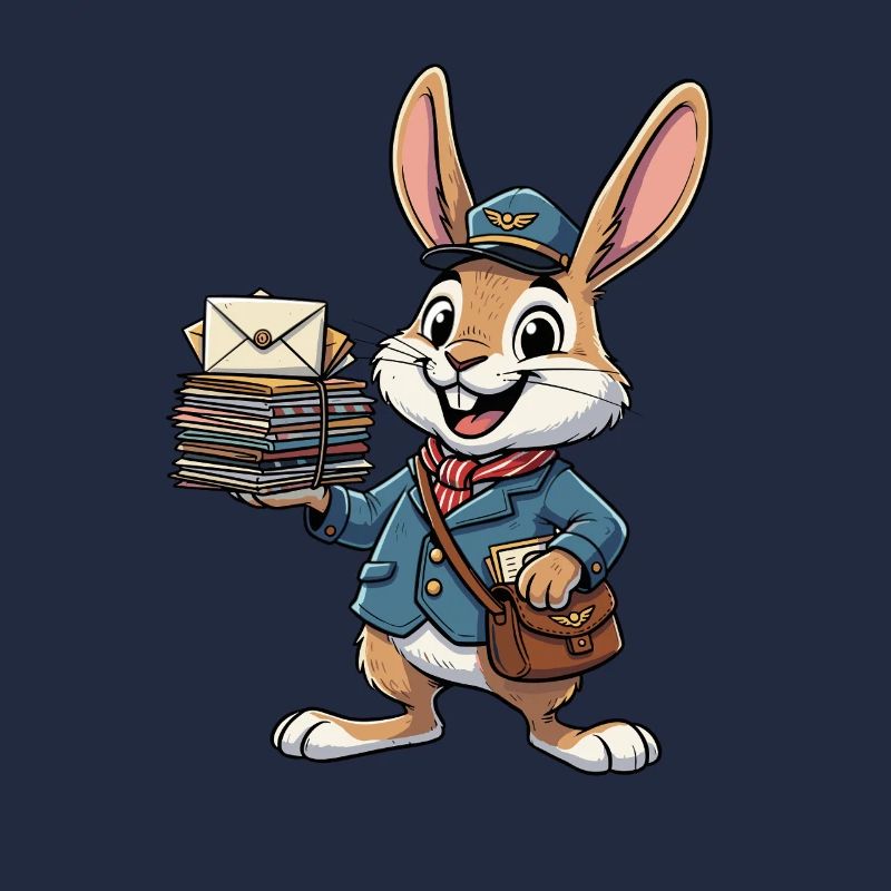 Rabbit en facteur avec une pile de lettres