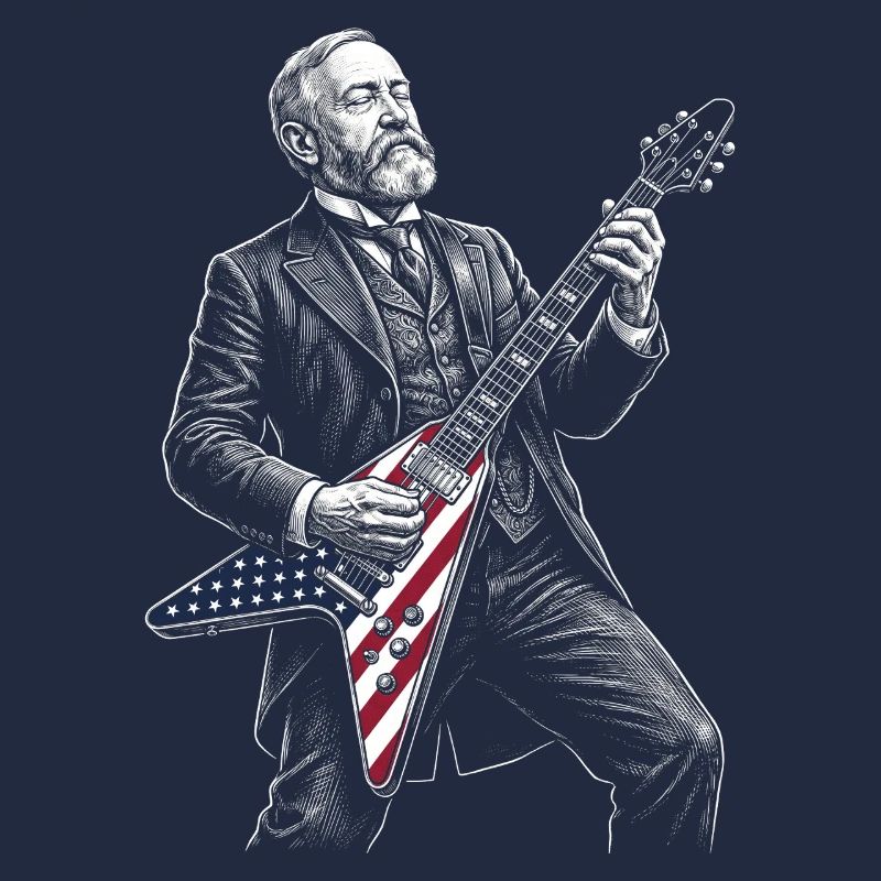 Benjamin Harrison Guitar Hero avec drapeau