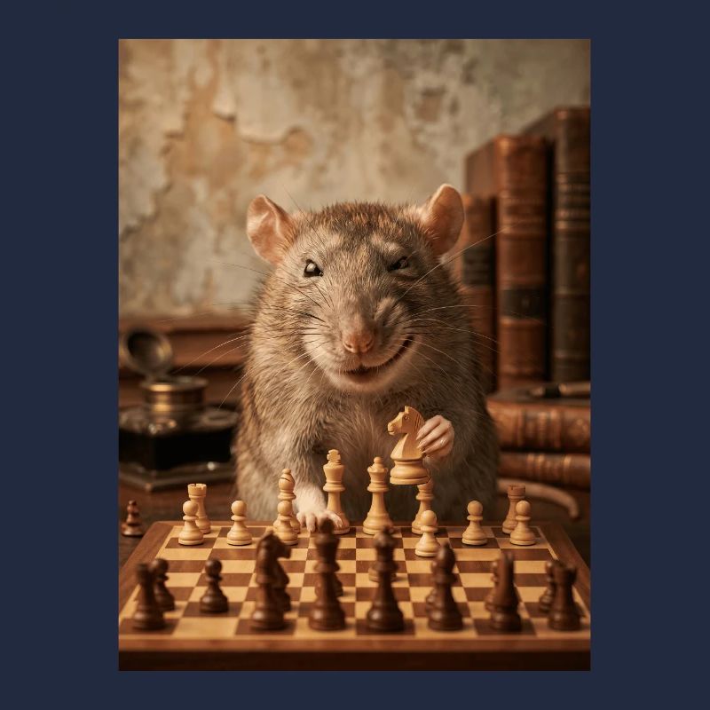 Rat playing chess