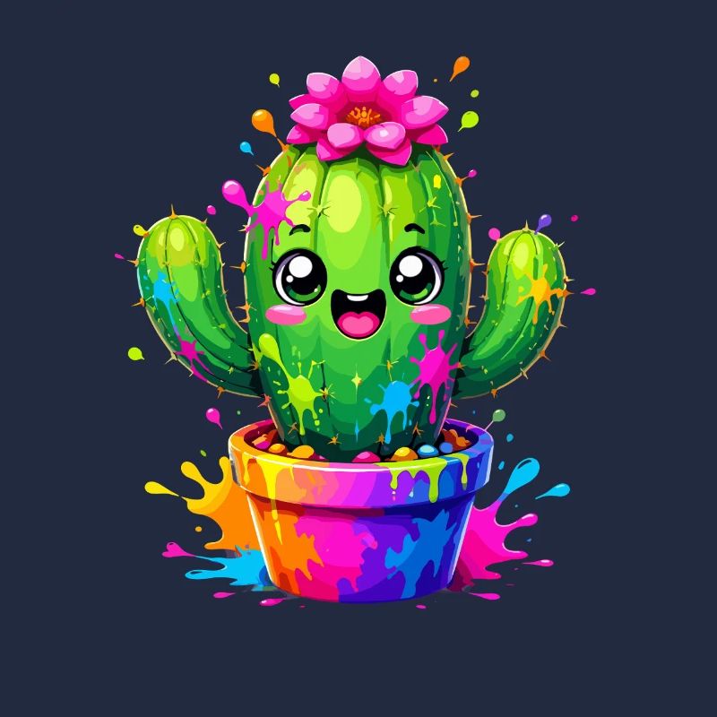 Cactus Joyeuses Fleurs Éclaboussurées