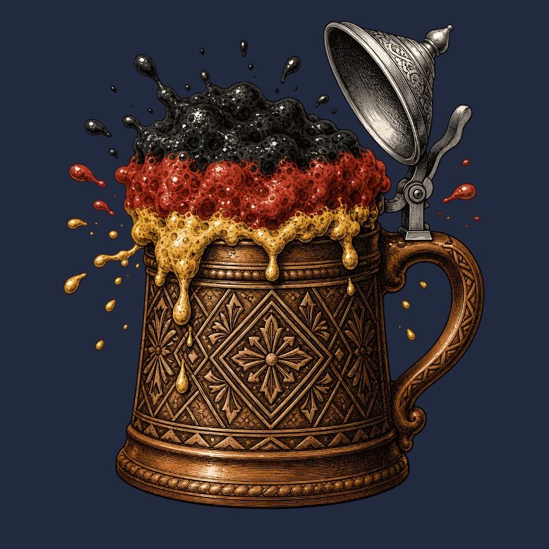 Barocker Bierkrug mit Schwarz-Gold-Schaum