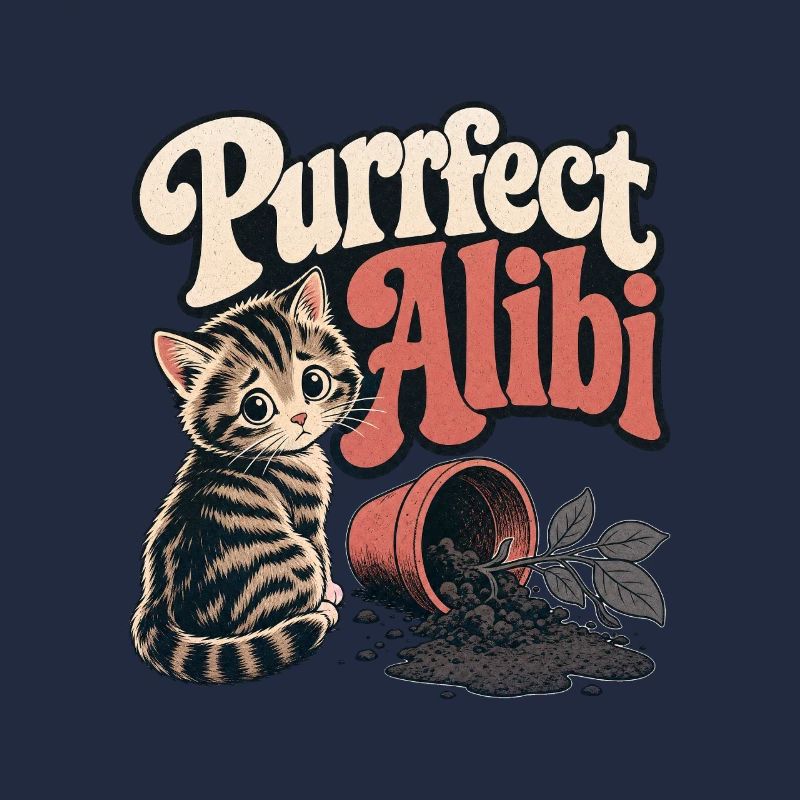Chaton drôle, alibi parfait Espiègle Jeu de mots sur le chat