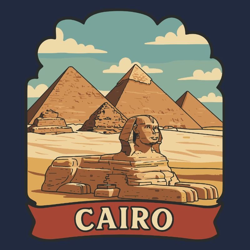 Cairo Egypt Pyramids Sphinx Retro Sticker