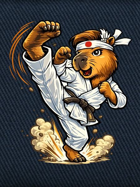 Süßes Capybara macht Karate