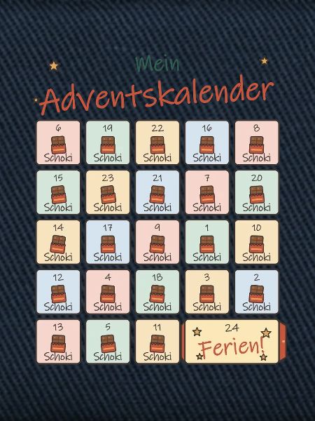 Adventskalender Schoki für Schulkinder