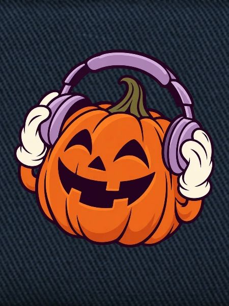 Kopfhörer-Kürbis Halloween-Design