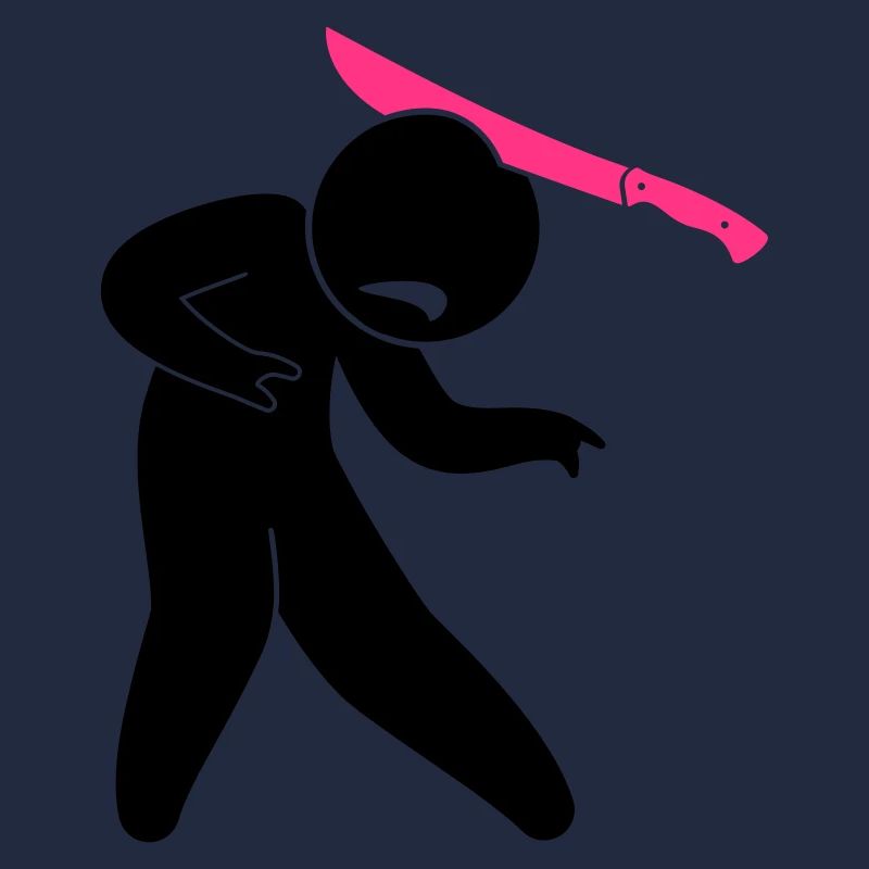 Ein Zombie mit einer Machete im Kopf