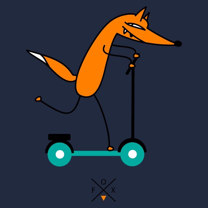 Fox drives scooter
