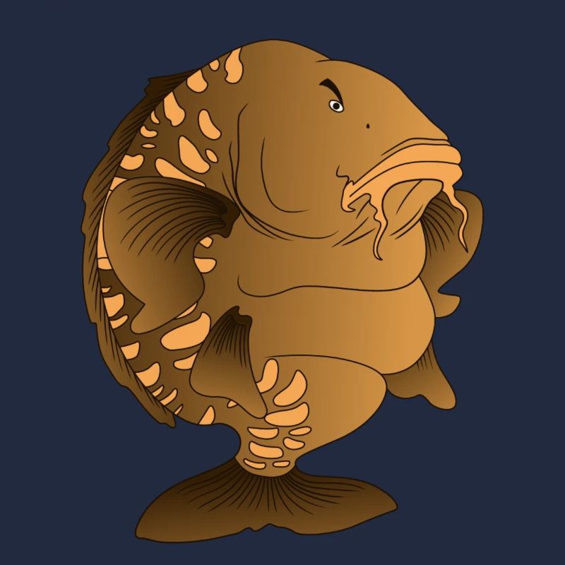Design de pêche de la carpe miroir en forme de dessin animé