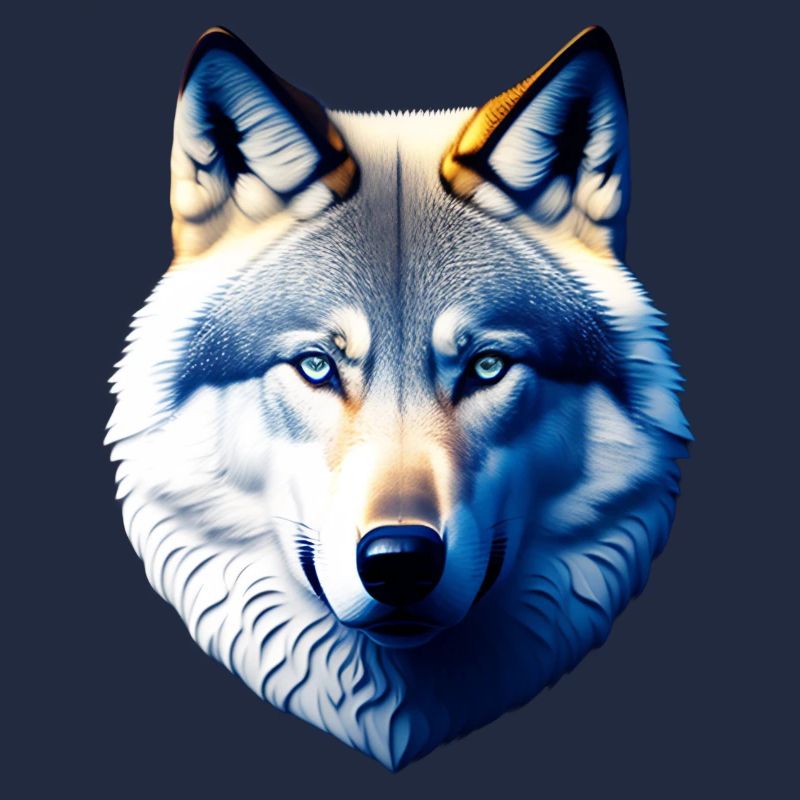 Wolfskopf mit blauen Augen