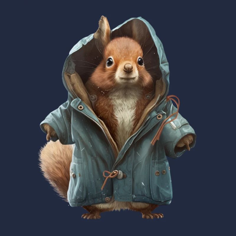 Design mit einem Eichhörnchen was eine Jacke trägt