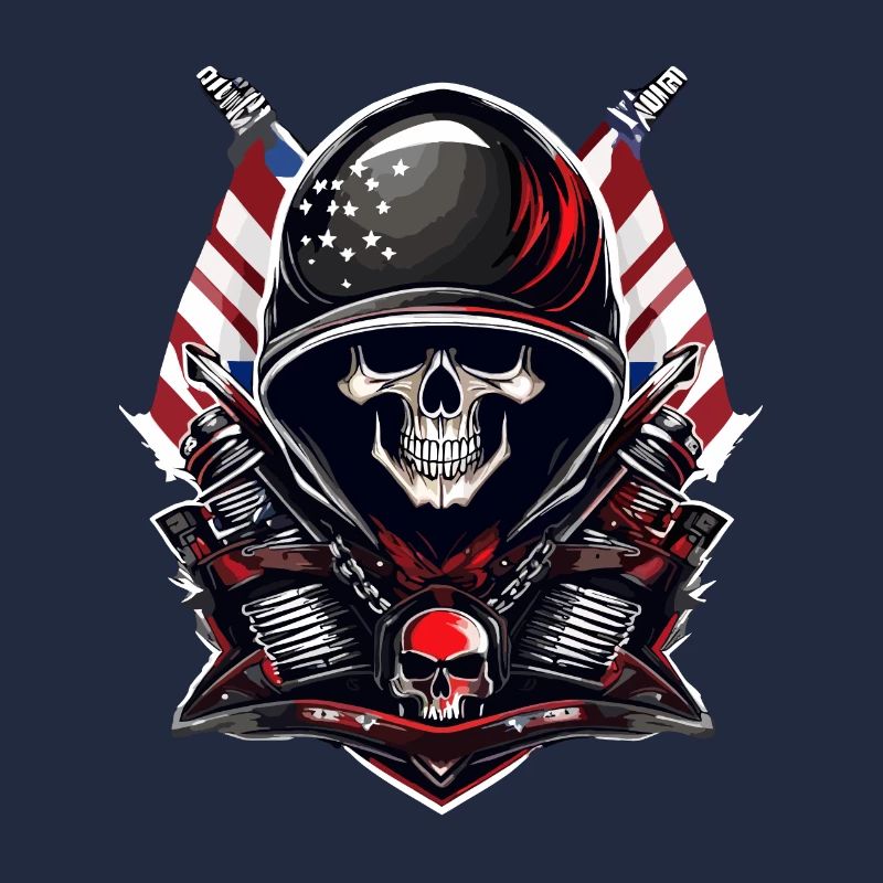 American illustration biker skull
