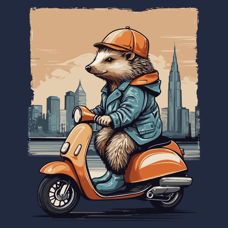 Süßer Igel auf Motorroller