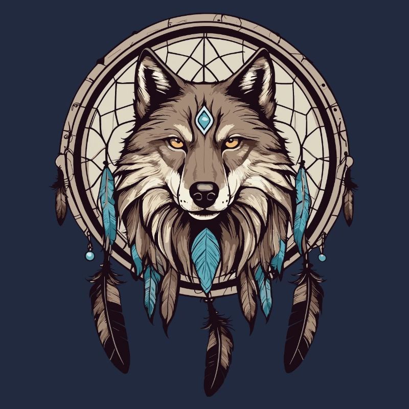 Dream catcher with wolf