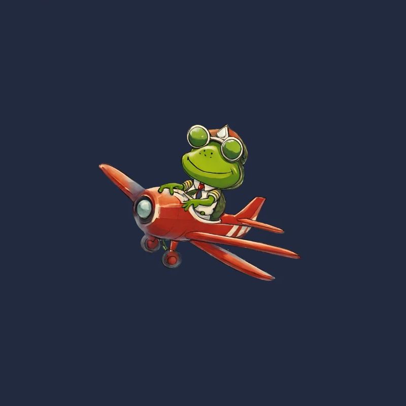 Pilot frog in a red plane