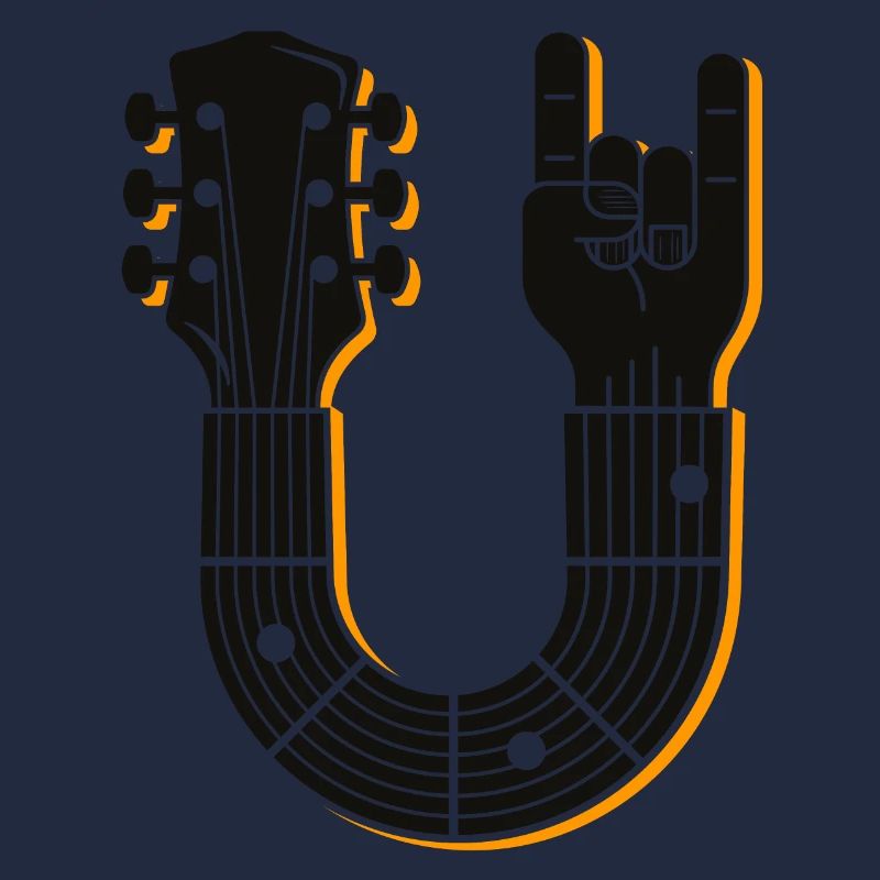 Kühnes Gitarrenhals Handzeichen Design