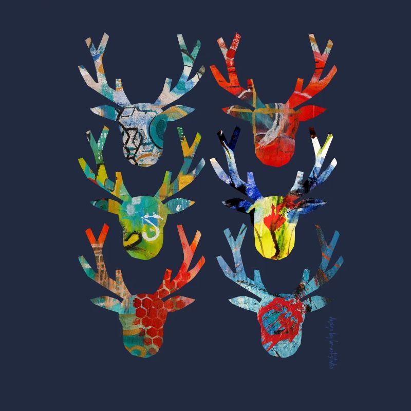 Abstrakte farbige Hirschköpfe