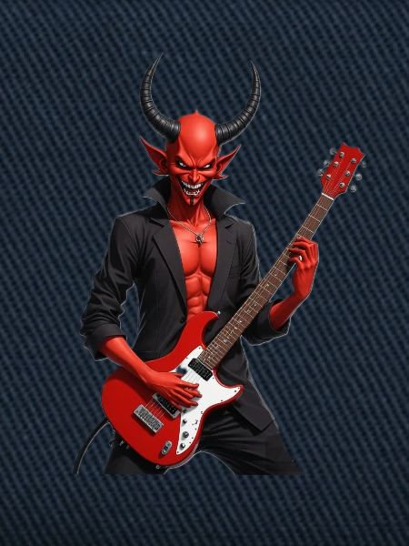 Teufel mit roter E-Gitarre