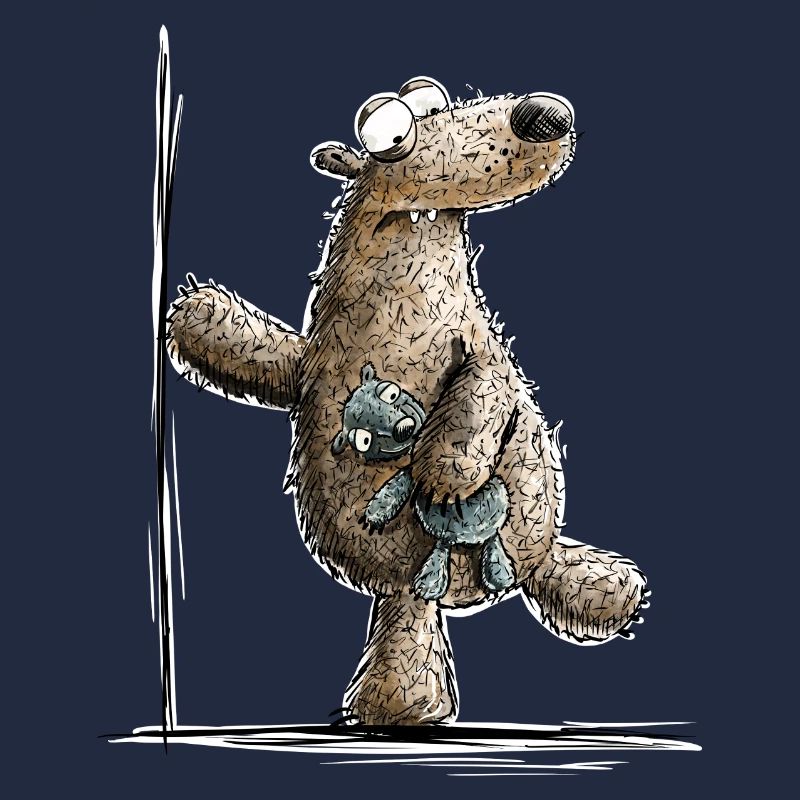 Funny brown bear with cuddly toy