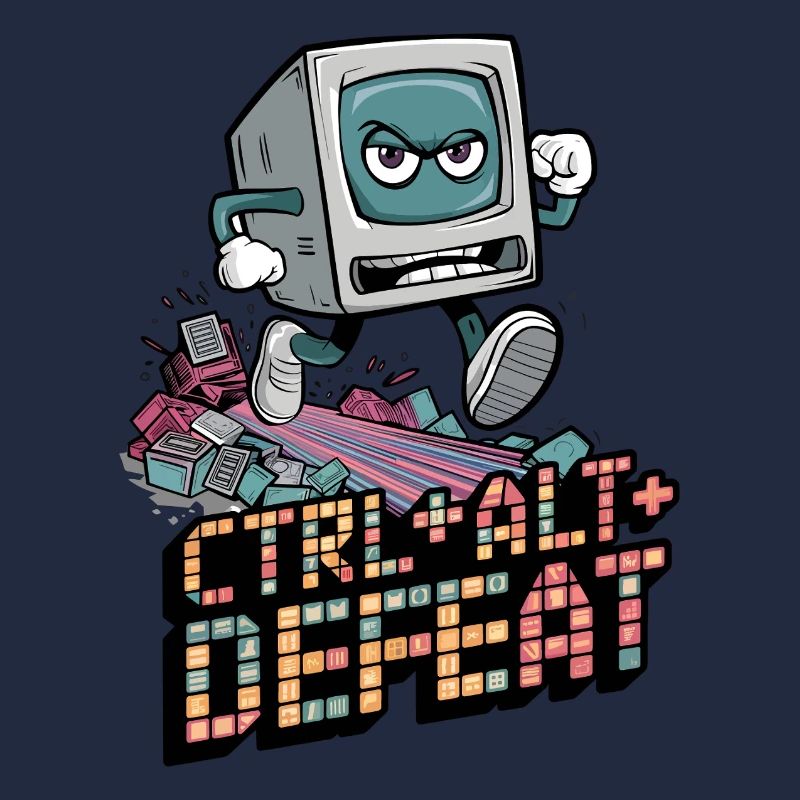Ctrl Alt Defeat Retro Angry Computer Art