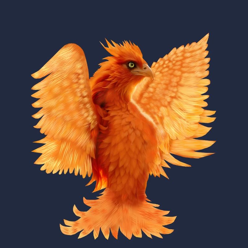 Simurgh: Neon Emerald Gaze, Feuriger Vogel