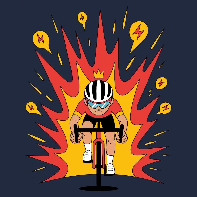 Angriffsmodus Radfahrer Krone Karikatur