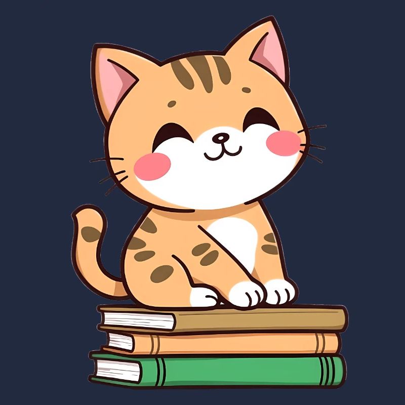 Cat with books