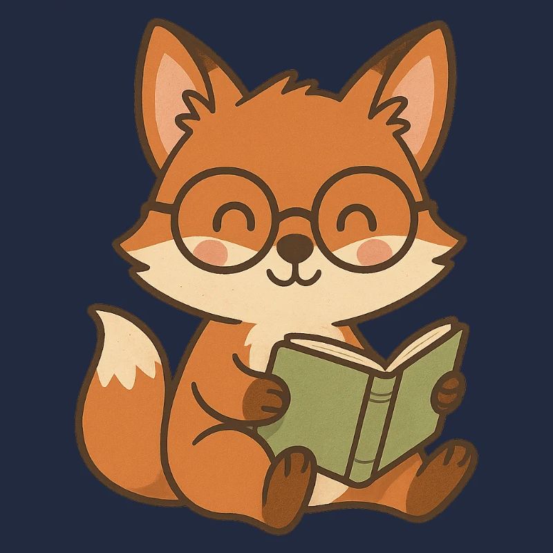 Cute fox book reader illustration