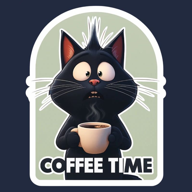 Chat avec texte sur le café