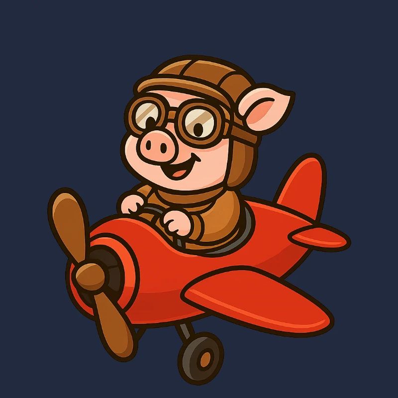 Ausdrucksstarker Schweinepilot im Retro-Stil