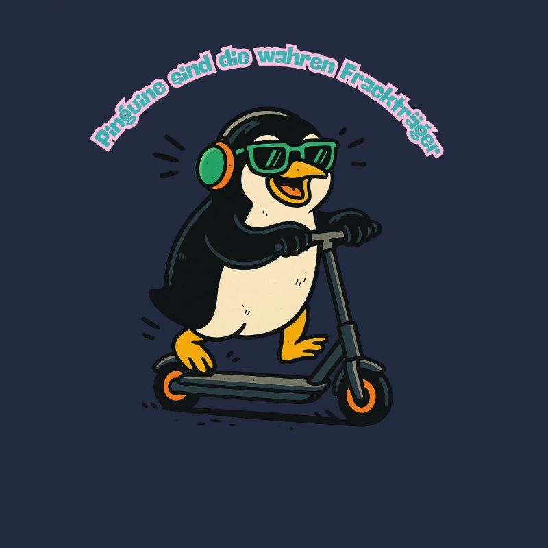 Manchot queue-de-pie sur trottinette