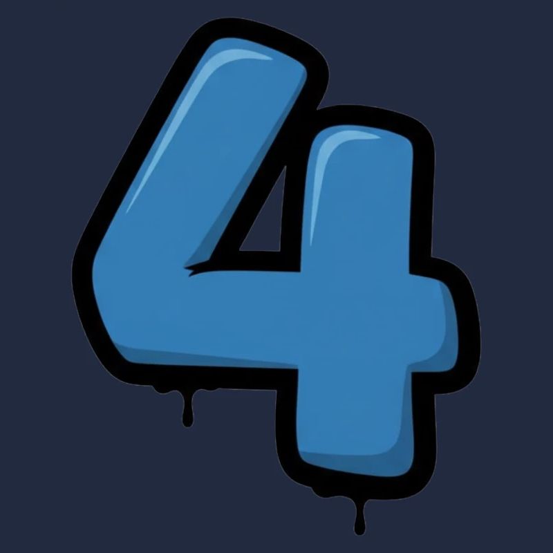 Graffiti Blue 4 Number Design