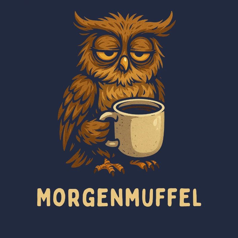 Morgenmuffel-Eule mit Kaffee