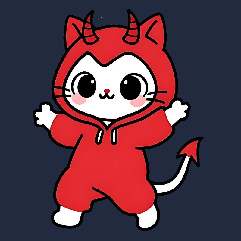 Cat Devil Kapuzenpullover Rot