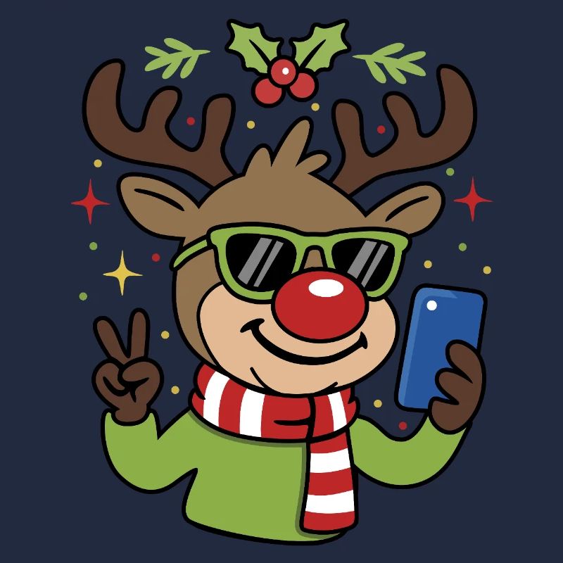 Weihnachts-Selfie Rentier mit Brille