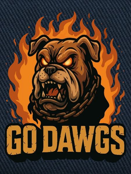 Go Dawgs Flames Bulldog