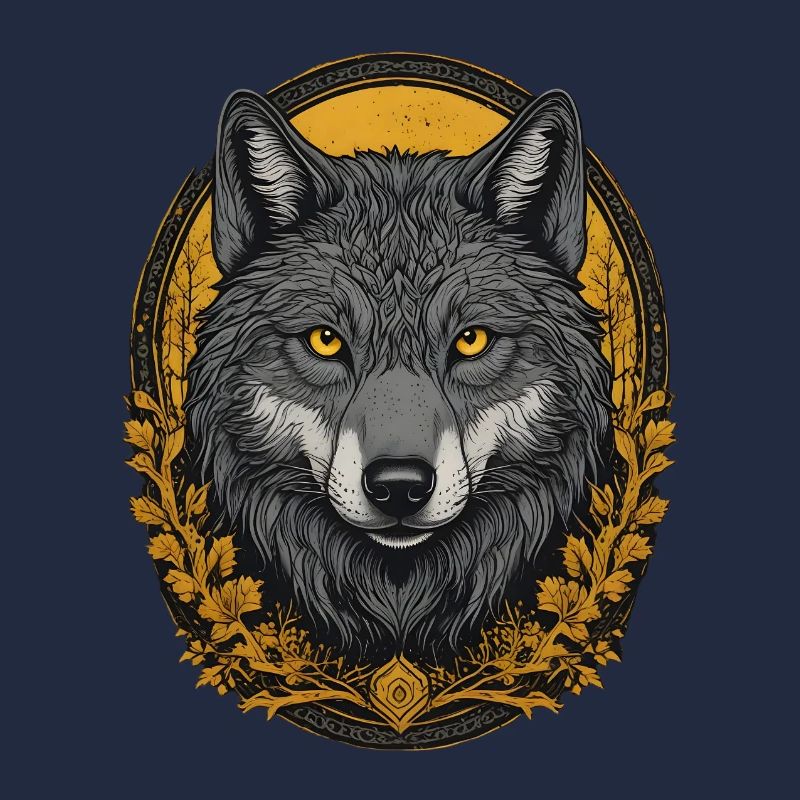 Wolfskopf im  goldenen Herbstwald