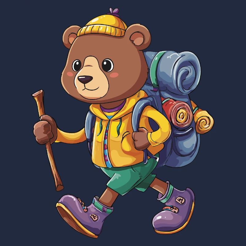 Petit ours mignon randonnée camping camping Backpacker